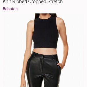 Aritzia Babaton Black Ribbed Knit Crop Top